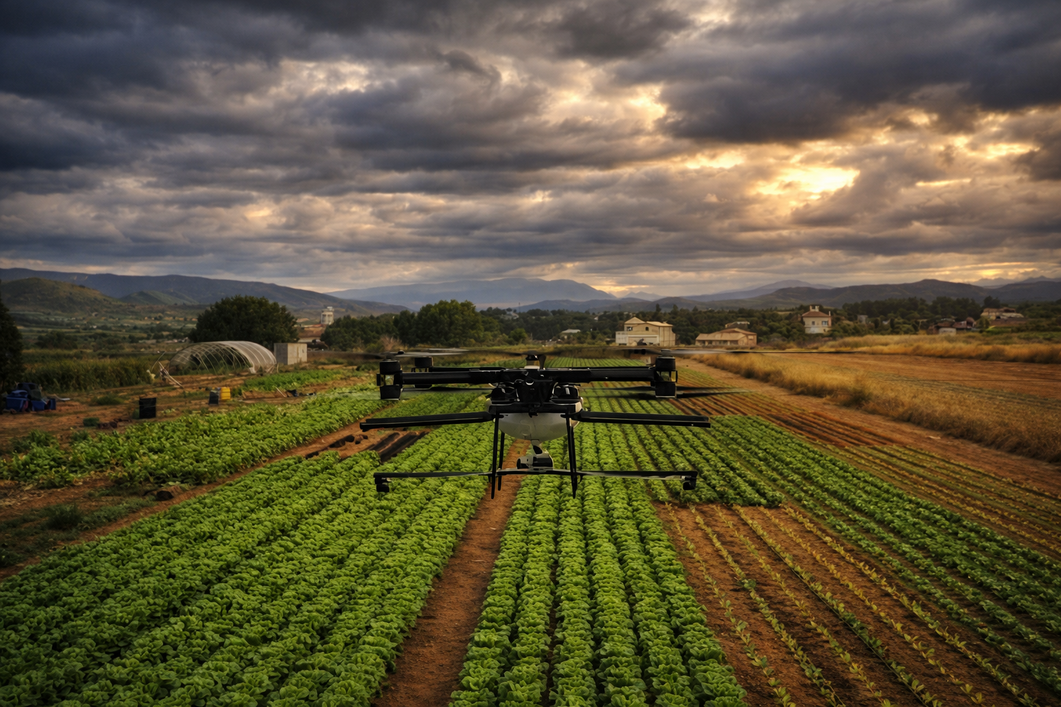 Autonomous drone operating over agricultural fields