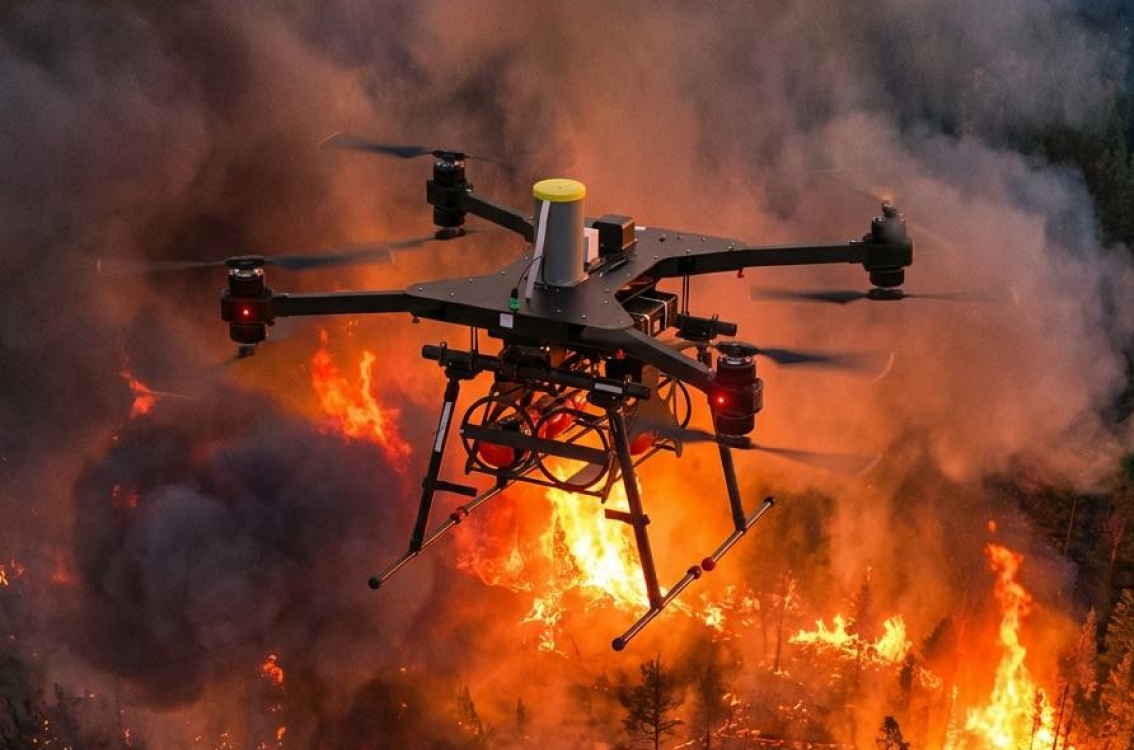 Autonomous heavy-lift drone deployed for wildfire response